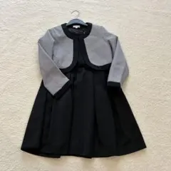 黒と白のチェック柄 ジャケット付きドレスと半袖ドレス　130cm