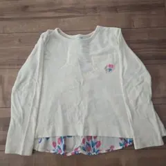 ウサギと花刺繍の長袖カットソー　kp 130