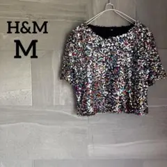 H&M スパンコール 【M】 半袖トップス ショート丈 ゴージャス キラキラ