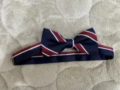 蝶ネクタイ　ストライプリボン　紺色　キッズ蝶ネクタイ