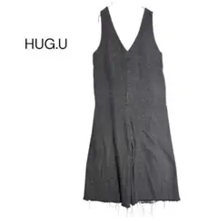 HUG.U ハグユー　バックリボンデニムサロペット　ダークグレー　M ゆったりのサムネイル