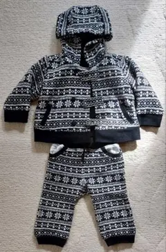 コムサイズム　 雪の結晶模様　セットアップ　パーカー　パンツ　サイズ80