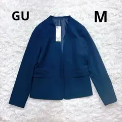 ジーユー　ノーカラージャケット　ウォッシャブル　ネイビー　M　タグ付き　未使用品