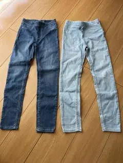 130 H&M ストレッチデニムレギンスパンツ 2点セット