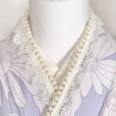 ネコポス　成人式振袖　パール重ね襟レース半衿フリル伊達襟卒業式袴　浴衣着　七五三