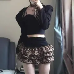 平成ギャル y2k ヒョウ柄 ミニスカート ティアード　グランジ 三段フリル
