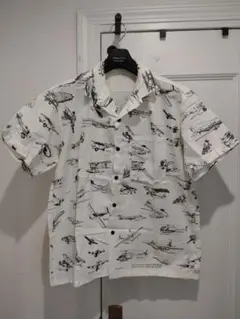 稀少【ヴィンテージＵＳＡ古着】総柄半袖デザインシャツＬ位デッドストック