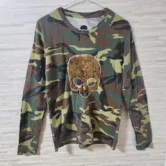 【M】ハイドロゲン 長袖シャツ 迷彩 スカル スパンコール