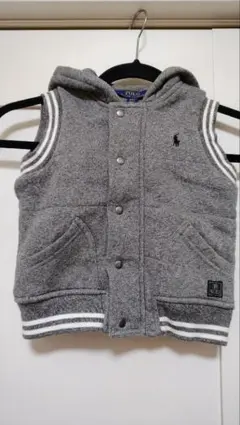 ラルフローレン　グレー フリース フード付きベスト