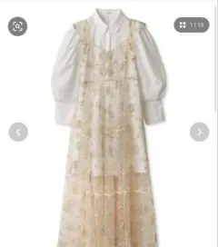 【美品】LILY BROWN シャツコンビワンピース ベージュ