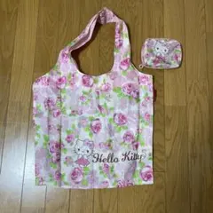 Hello Kitty 花柄エコバッグ 収納ポーチ付き