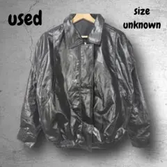 1623★【used】　美品　レザージャケット　ブルゾン　合皮　黒　大きめ
