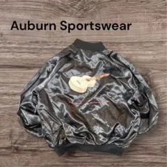 90s USA製 Auburn サテンジャケット ギター L光沢短丈音楽