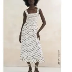 ZARA ドットプリント ミディワンピース