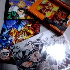 鬼滅の刃☆無限列車☆煉獄杏寿郎☆時計＆映画パンフ＆屏風