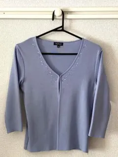 【INDIVI】 ビジュー付きニット カーディガン ラベンダー 38