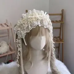 ハンドメイド　ヘッドドレス　アイボリー　ロリィタ