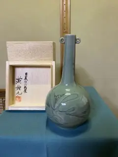 希少】申相浩 青磁花瓶 韓国人間国宝 釜谷陶房 花入 花器 共箱 新品