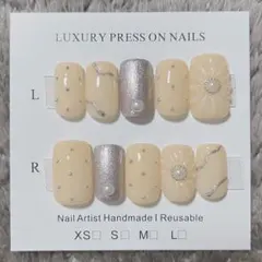 【現品】No.21 ネイルチップ フラワー ニュアンス ベージュ 推し活