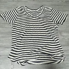ZARA ストライプ Vネック Tシャツ M