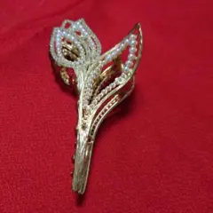花デザイン ゴールドヘアクリップ