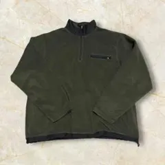 た*て様 オールドネイビー ジップフリース US 刺繍ロゴ 深緑 厚手 XXL