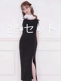 ダブルリボンキャミワンピース ショートボレロブラウス 2点セット