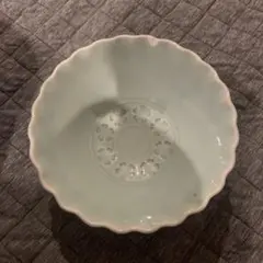砥部焼 青磁 花文 輪花 大鉢 盛鉢 菓子鉢 約22cm 緑風窯