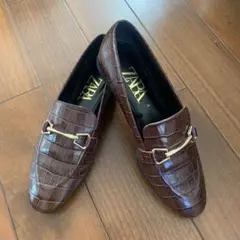 ZARA クロコ型押し ビットローファー ブラウン 35のサムネイル