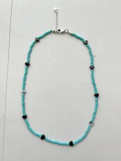 値下げ中‼︎ビーズ　天然石　ハート　ネックレス　ターコイズ