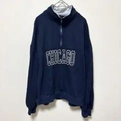 SHEIN 【S】 ハーフジップ スウェット ネイビー （身幅広め・M相当）