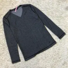 《 メンズ 》 Vネック 長袖 ブラック トップス ロンT かっこいい ボーダー