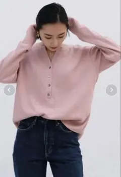 AKTE アクテ ヘンリーネックプルオーバーピンク