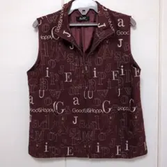 SLAP 刺繍 バーガンディ ノースリーブベスト