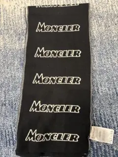 MONCLER SCIARPA TRICOT マフラー ロゴ 黒　ストールのサムネイル