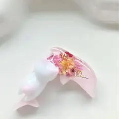 GWセール】レジン ヘアゴム 花びら猫ちゃん付き スターチス◡̈♥︎②