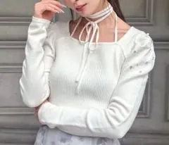 RESEXXY ショルダービジューチョーカーニットトップス