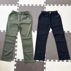 新品 140cm ストレッチパンツ カーキ ブラック2色セット