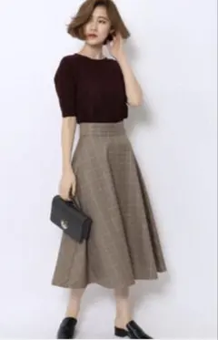 tomorrowland ウールポリエステルチェック スカート