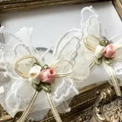 受注制作　ハンドメイド　入園式　入学式　レース蝶々　ヘアゴム2点