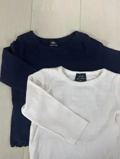 【petit main】美品⭐︎2色セット ハート透かし柄 長袖カットソー