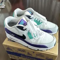 Nike Air Max 90 ホワイト/グリーン/パープル23.5