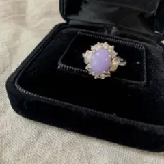 希少品❣️コレクションレベル‼️天然A貨翡翠　極上濃い目ラベンダーリング　鑑定付き 希少品❣️コレクションレベル‼️天然A貨翡翠 極上濃い目