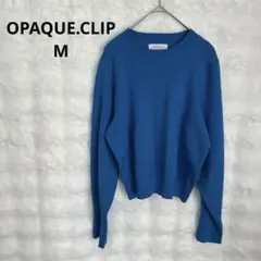 オペークドットクリップ クルーネックニット(38/M)ブルー ベーシック 長袖