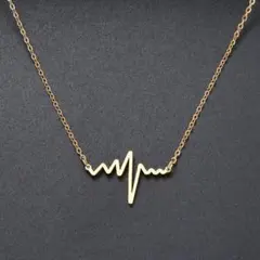 ゴールド シンプル ハートビート 45cm ステンレス ネックレス #C3-9