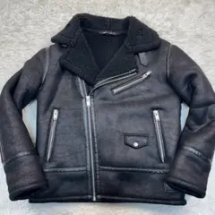 極美品✨ZARA ボア襟付き ダブルライダースジャケット フェイクムートン XL