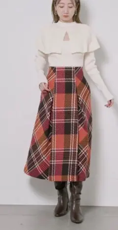 snidel ロービングチェックミディスカート