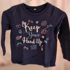 ネイビー 長袖カットソー Keep Your Head Up