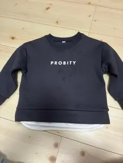 おしゃれ！PROBITY 英字ロゴ トレーナー 100 ネイビー レイヤード風
