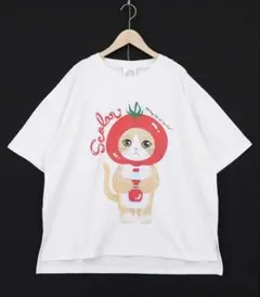 スカラー　scolar 162632：トマトにゃんこ柄プリントTシャツ